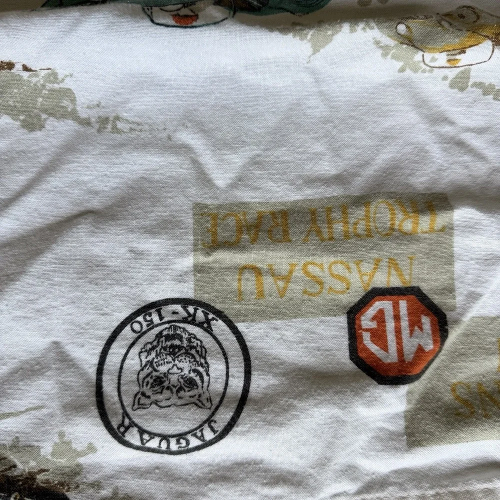 Vtg Racing Bedspread Twin(2) Porsche SCCA & Grand Prix Corvette Alfa Romeo 1960s